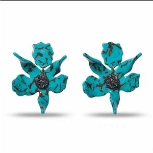 NWOT Lele Sadoughi Turquoise Small Crystal Lily Earring